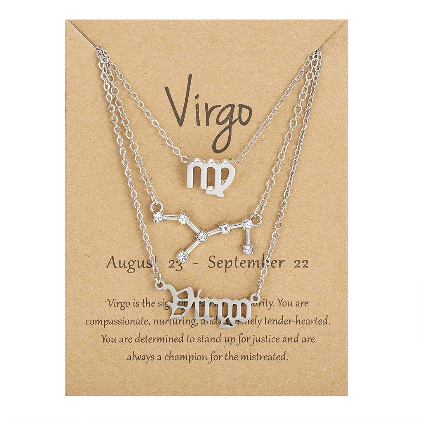 Silver Virgo Layered Necklace Set