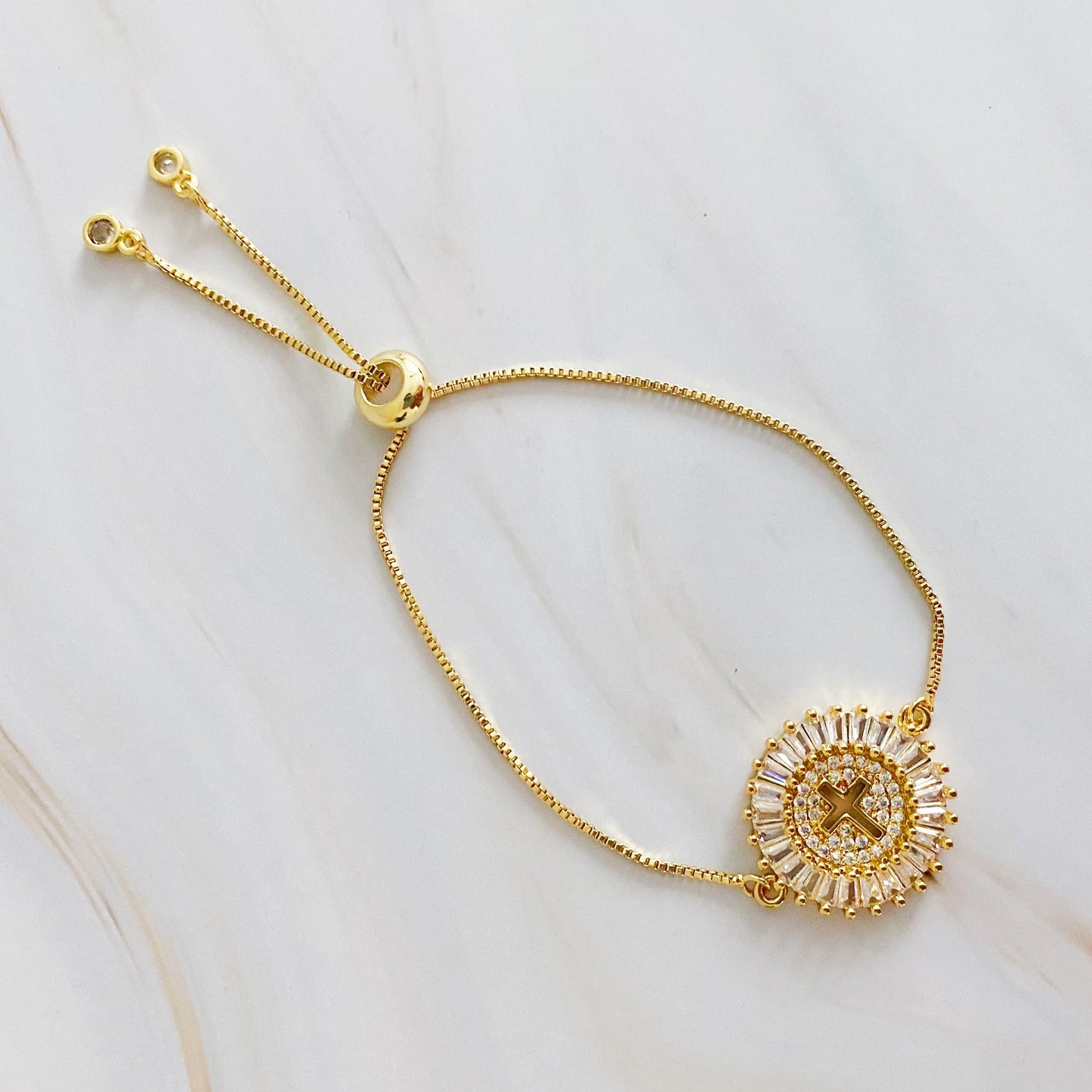 Sparkling Cross Adjustable Bracelet