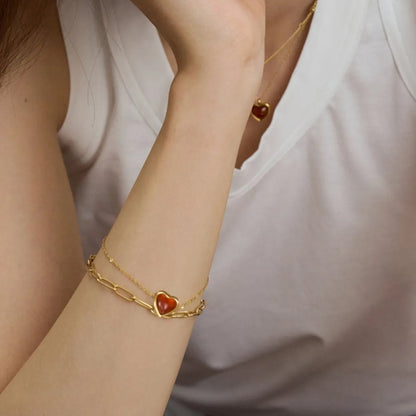 18K Gold Heart Jewelry Set