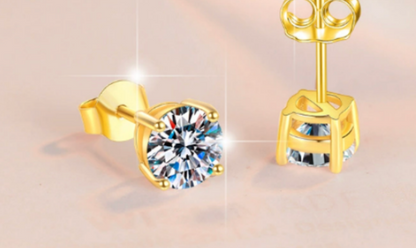 Moissanite Stud Earrings in 925 Sterling Silver