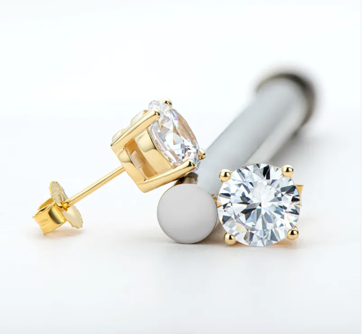 Moissanite Stud Earrings in 925 Sterling Silver