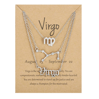 Silver Virgo Layered Necklace Set