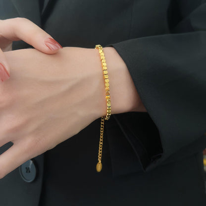 18K Gold Small Square Bracelet
