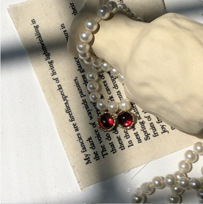 Raspberry Red Vintage Ear Clips