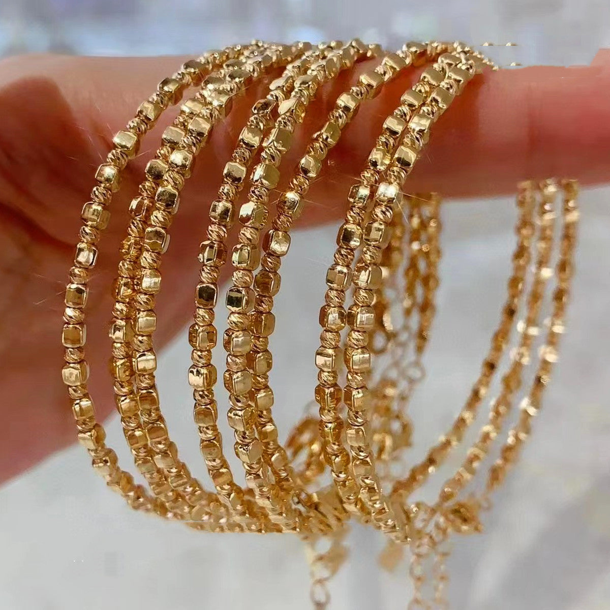 18K Gold Cube Bracelet