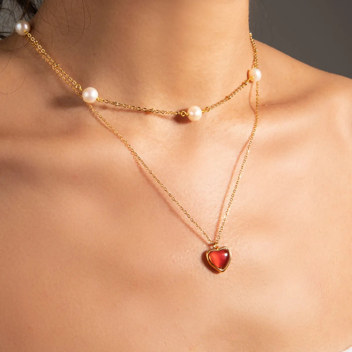 18K Gold Heart Jewelry Set