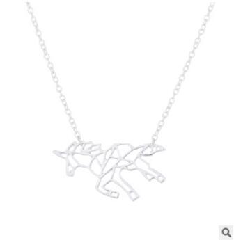 Origami Unicorn Pendant Necklace