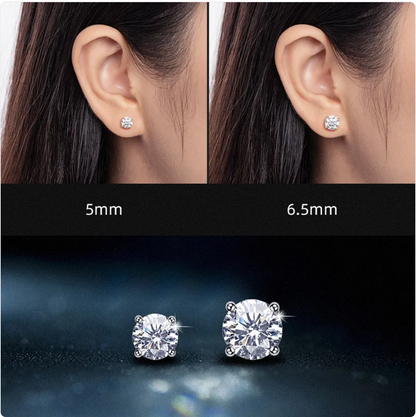 Moissanite Stud Earrings in 925 Sterling Silver