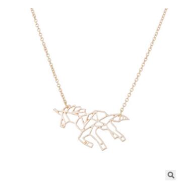 Origami Unicorn Pendant Necklace