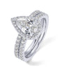 Pear CZ Hidden Halo Ring Set