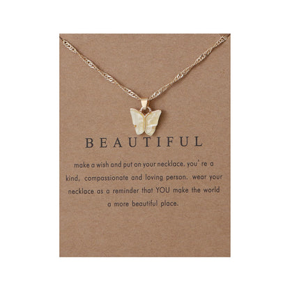 Yellow Butterfly Acrylic Necklace