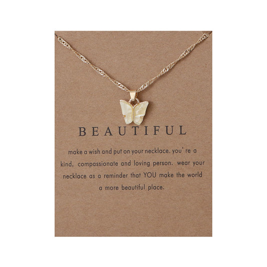 Yellow Butterfly Acrylic Necklace